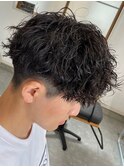 波巻きパーマメンズパーマメンズヘアツーブロックツイストパーマ