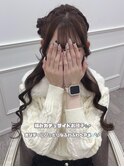 【ヘアメ】ふわふわホリデーヘア＊編みカチュサイドお団子＊新井
