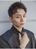 小久保styleフェザーパーマグレーブルーカラー刈り上げショート