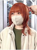 下北沢ペールピンクベージュカラー顔周りレイヤーカットウルフ