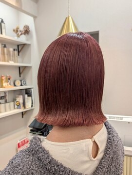 ポジ(poji) 切りっぱなしボブ　ブルーブラック　ブリーチカラー　暗髪