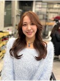 韓国顔まわりレイヤーカットグレージュオリーブベージュブラウン