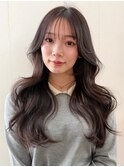 韓国風レイヤーモテ髪セミロングミルクティーブロンドヨシンモリ