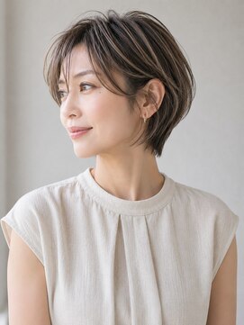 サンタフェ 岡崎店(Santa'Fe) 白髪ぼかしハイライト/大人女性/小顔ショート