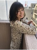 大人可愛い20代30代40代黒髪前下がりひし形小顔ボブ丸みショート