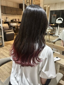 ヘブンリー(heavenly) ワインレッド/裾カラー/エンドカラー/ピンクグラデーション