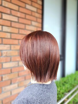 アン アオヤマ(Ann AOYAMA) 切りっぱなしBOB／マロンブラウン