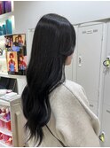 ブルーブラック/艶髪/韓国風ウェーブ/ロング/透明感/平塚