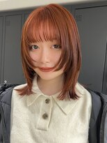 ニュアージュ 表参道 南青山(Nuage’)&nbsp;ブリーチ無しアプリコットオレンジカラー小顔似合わせレイヤー