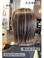 バディヘアーサロン(BUDDY HAIR SALON)&nbsp;地毛ハイライト外ハネ透明感カラーくびれボブビターショコラ