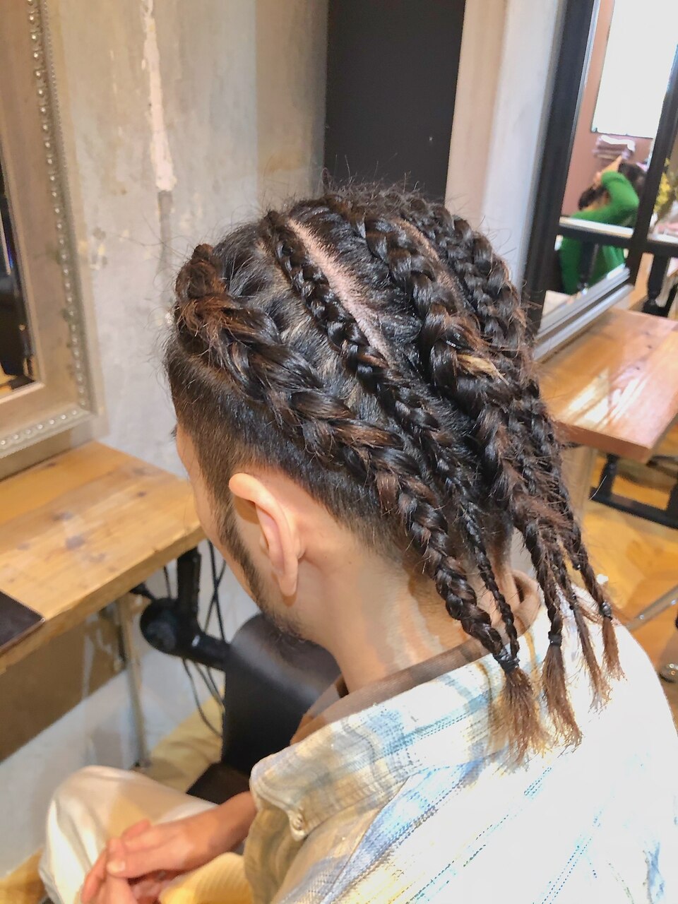 グレー 編み込みデザイン 3個セット メンズコーンロウ（編み込み）：L090520250｜ラグシス ザ ヴィンテージ