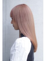 ノア(noa)&nbsp;ホワイトピンク/ハイトーンカラー/ぱっつん前髪/ストレート