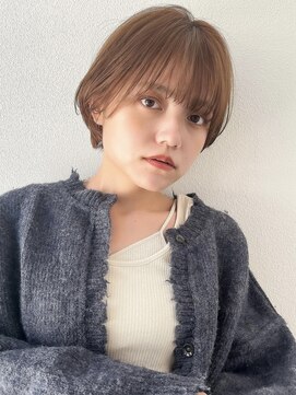 ガーランドギンザ(Garland Ginza) 大人可愛い20代30代ショート艶髪グレージュ斜めバング水素