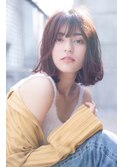 大人かわいい前髪セシルカットココアブラウンフリンジウェーブ