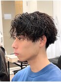 センターパート×マッシュ×メンズパーマ