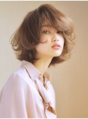アプリコットオレンジハイライトカラーサーフカール夏くびれヘア