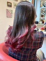 レクタ(recta)&nbsp;大人30代ミディアムセミロング裾カラーワインレッド