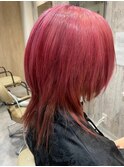 レイヤーカットウルフ 大胆艶感カラー ブリーチダメージケア