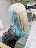 ホワイトブロンドでも美髪　ケアハイブリーチデザインカラー美髪