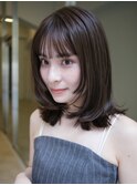 ◆ミディアムレイヤー/姫カットレイヤー/くびれレイヤーブラウン