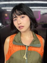 キジ(KIJI)&nbsp;黒髪ボブ/ミディアムボブ/ミディボブ/ワイドバング/オン眉