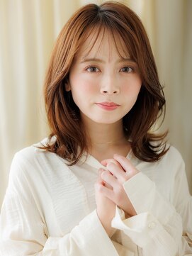 カバーヘア ブリス 志木南口駅前店(COVER HAIR bliss) オレンジベージュくびれミディアムロングウルフZ志木30代40代