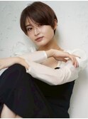 丸みベリーショートココアブラウンサイドバング☆20代～50代