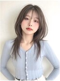 ホワイトグレージュミニウルフデジタルパーマチェリーブラウン