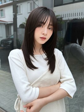 オムニス 表参道(Omnis) 暗髪美髪レイヤーカットミディアム小顔顔まわりレイヤー髪質改善