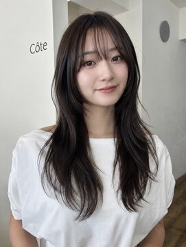 コート 青山(Cote) ロングレイヤー ハッシュカット 韓国ヘア パッツン前髪