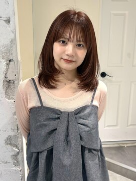 ヨーク(YOKE) 【YOKE】ミディアムレイヤーオレンジブラウンブリーチなし顔周り