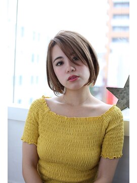 セピアージュ サンク(hair beauty clinic salon Sepiage cinq) デザインカラ-×切りっぱなしボブ×オン眉×ひし形シルエット