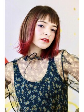 レイシオ(RATIO) 【RATIO 国分寺 渡邊陽平】レッドグラデーションボブ