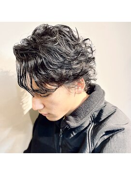 エルエー 大津店(L.A) ミディアムパーマ　ナチュラル黒髪ウェーブスタイル