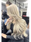 韓国ロングヘア×シールエクステ×ミルクティーベージュ