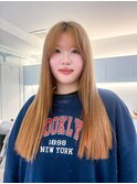 大人可愛い顔周りレイヤーカットパッツンロング似合わせ大阪梅田
