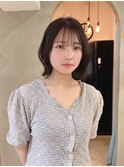 黒髪/ボブルフ/ネビージュ/小顔/ワンレン/栄/髪質改善/前髪