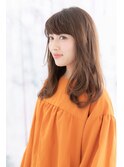 斜めバング×くせ毛風エアウェーブ抜け感セミディb