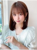 20代30代40代大人かわいい小顔ボブ ひし形シルエット グレージュ