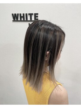 アンダーバーホワイト 阪神西宮店(_WHITE) 切りっぱなしボブ バレイヤージュ