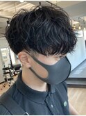 波巻きパーマメンズパーマメンズヘアツーブロックツイストパーマ