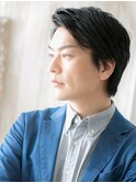 ブラック七三分け短髪ベリーショートX南越谷