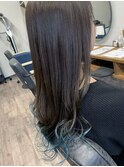 個性派大人のデザインカラー グレージュ×裾カラー ブルーカラー