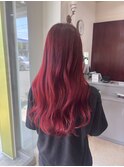 ワンカラーで作るレッド×ゆる巻き