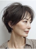 白髪ぼかし脱白髪染め似合わせショートボブ40代50代60代
