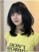 レイヤーカットウルフワンホンヘア韓国ヘア艶カラー