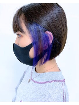 トリニティ(trinity) ブルーインナー・襟足・耳掛けインナーカラーイヤリングカラー☆