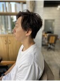 MEN’S HAIR マッシュパーマアッシュブラックショート
