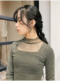 グレージュ ヘアアレンジ ヘアセット アップスタイル レイヤー