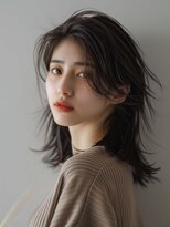 ムウ 難波(MOU)&nbsp;こなれミディボブルフ黒髪ネビージュ小顔ワンレン20代30代40代